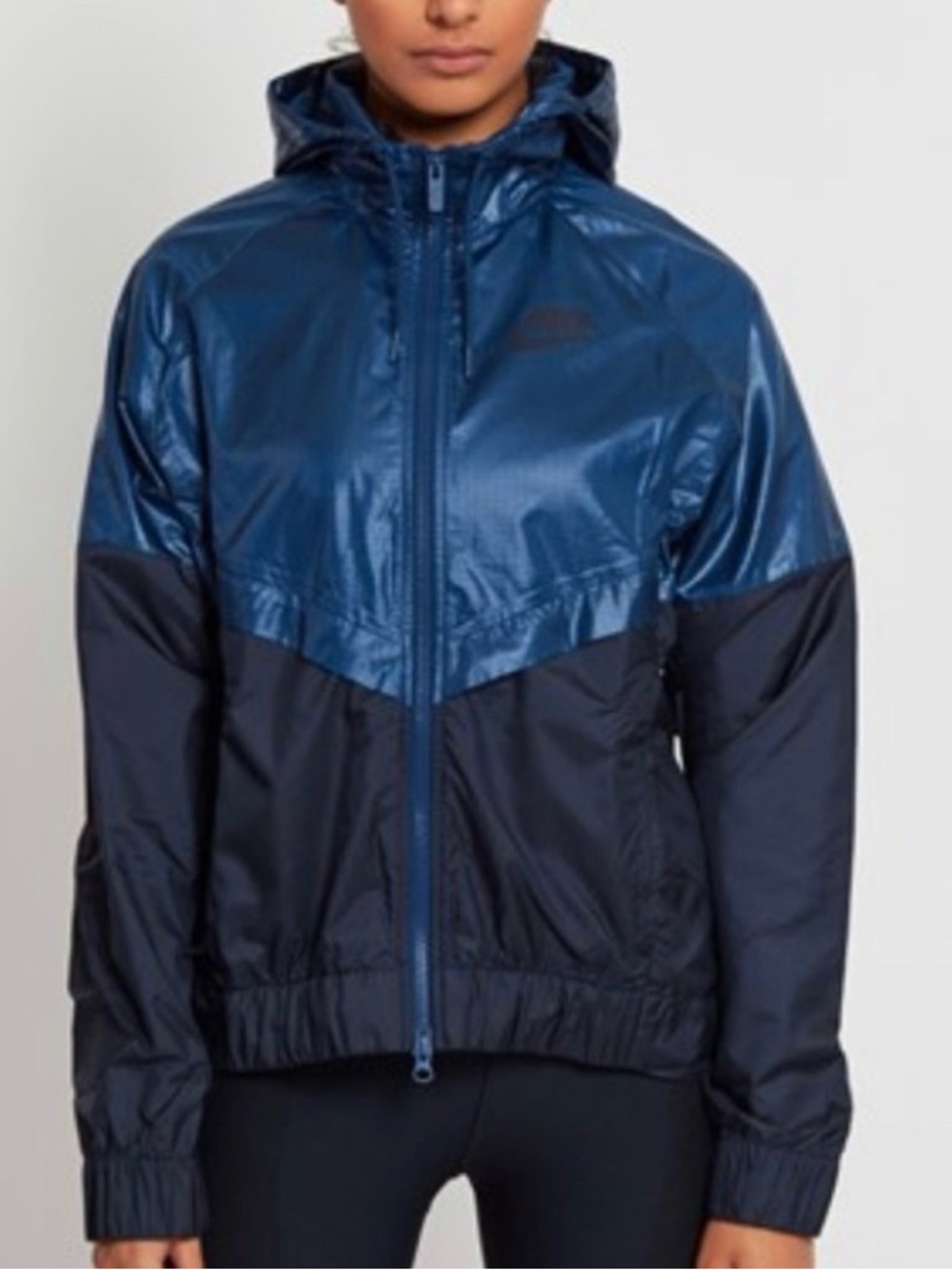 Nike Jacket Windrunner Blue and Black Two-Tone Hooded Jacket Size - Large